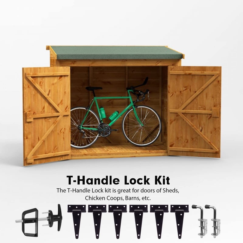 BTEOBFY Shed Door Kit & Hardware Kit - Complete Shed Door Hardware with T-Handle Lock  Heavy-Duty Latches  Hinges - Weatherproof for Sheds  Gates  Playrooms - Image 4